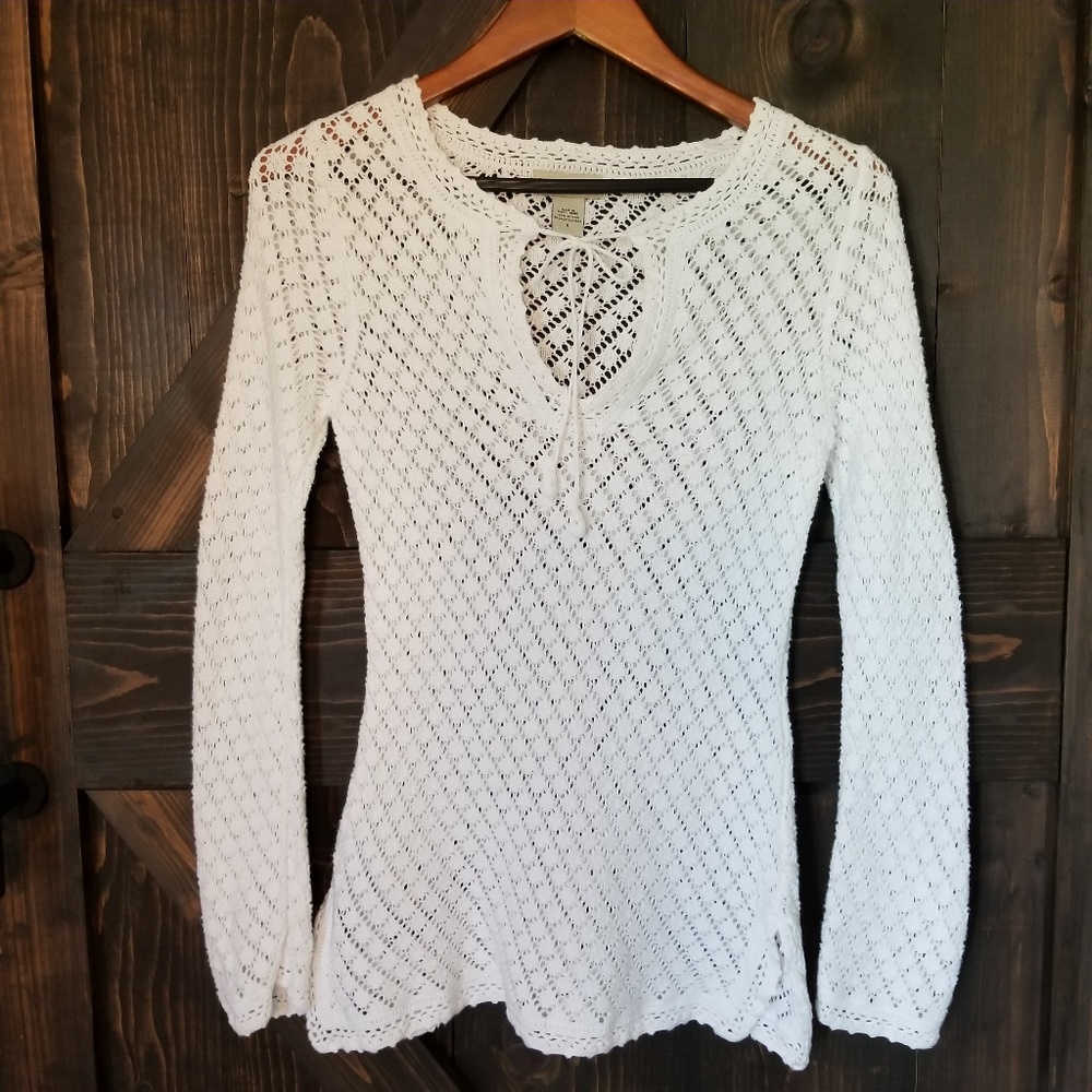 Banana Republic White Crochet Top